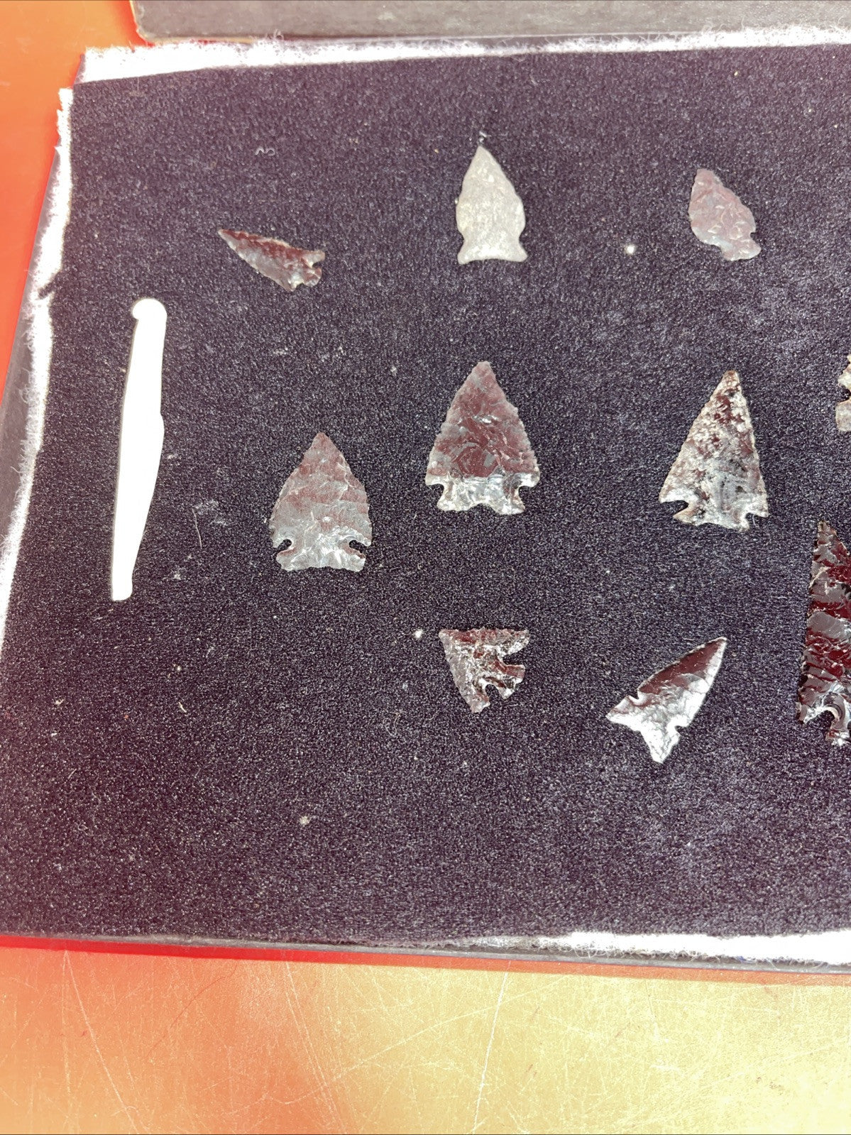 Native American Artifacts Lot 14 w/ Frame Arrowheads Collection 12”x8” Frame #15