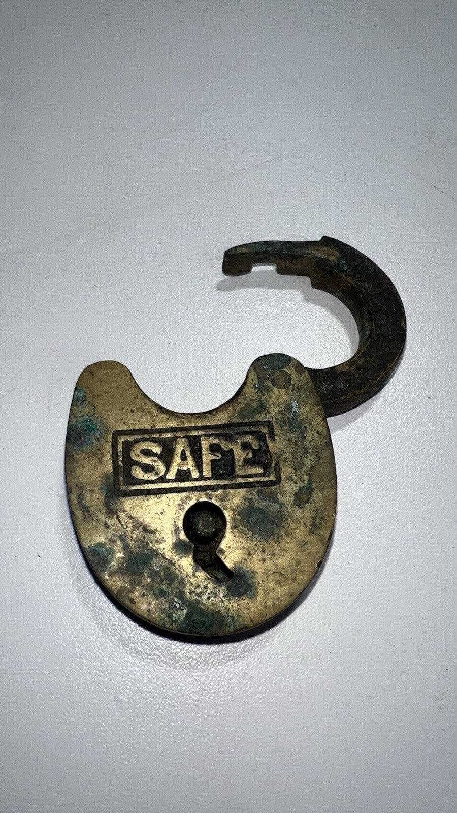ANTIQUE "SAFE" BRASS PADLOCK  OLD VINTAGE LOCK NO KEY