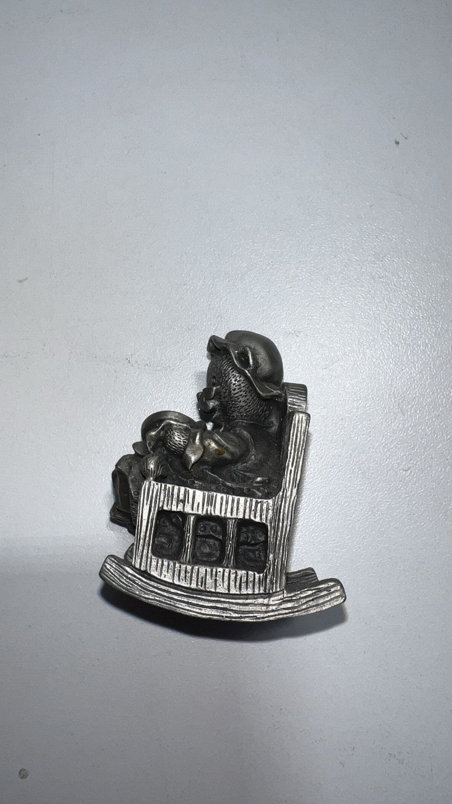 Vintage Fort USA Pewter Mama Bear with Cubs Rocking Chair Figurine #23– 2”