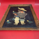 Vintage 50s Jose Luis Betanzos Boy with Parrots 16” x 12”  Framed Print