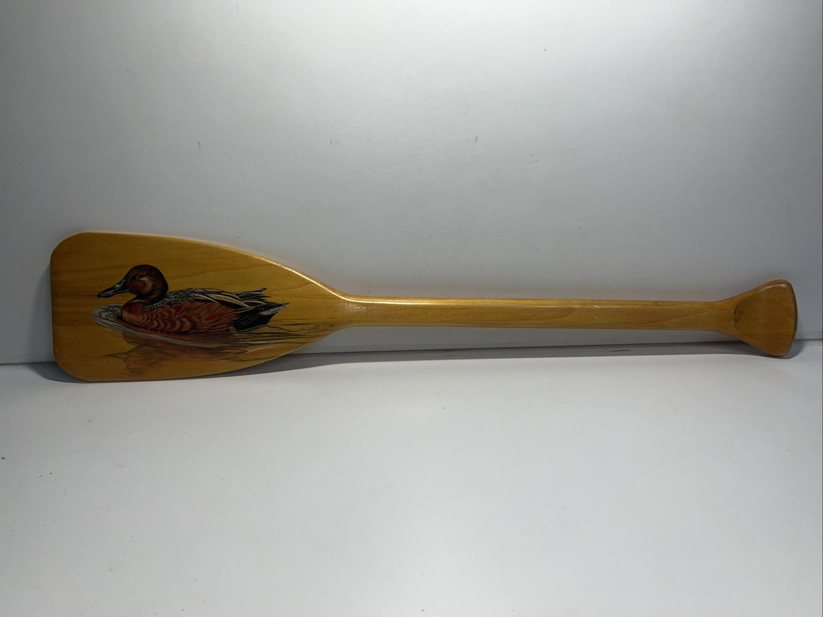 Vintage Hand-Painted Wooden Canoe Paddle 29.5” - Signed Schmidt ‘97 - Duck Art
