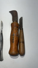 Lot of 10 Vintage Un/Branded Knives & Carving Tools - Wood & Metal Handles