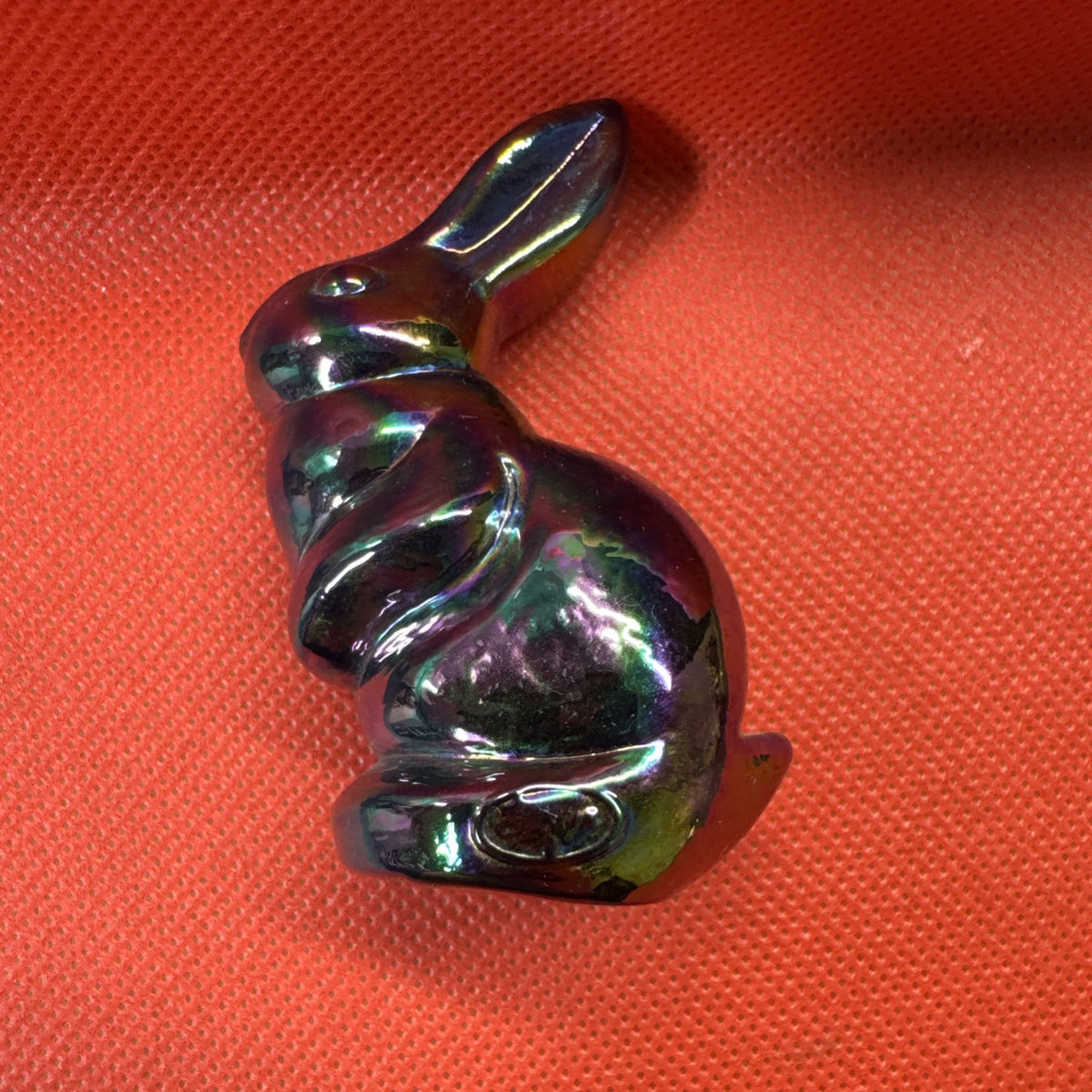 Fenton Purple Irridescent Carnival Glass Mini Rabbit Bunny