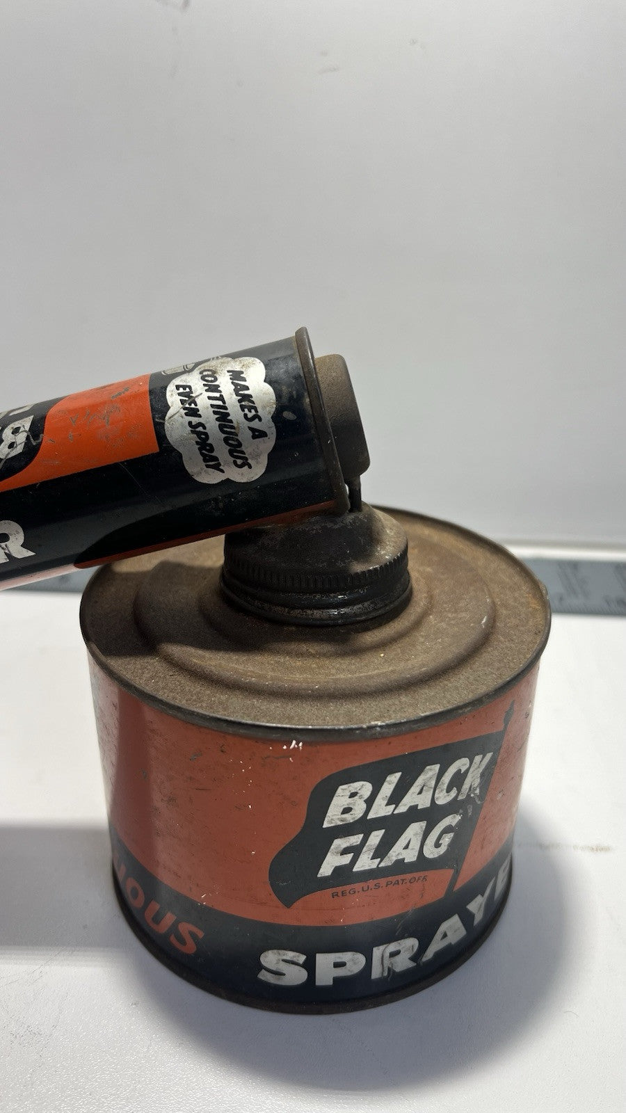 Vintage Black Flag Bug Sprayer Tin Metal Insect Killer Spray Pump Can Empty USA
