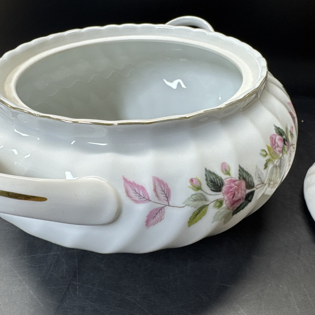 Creative Fine China REGENCY ROSE Japan Covered Handled Vegetable Dish