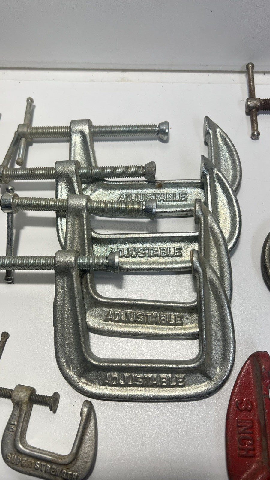 Large Lot 13 of Vintage & Modern C-Clamps -Adjustable, Heavy Duty, Various Sizes