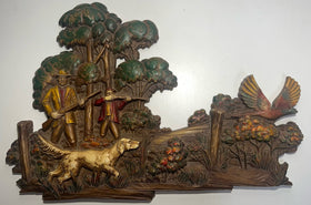 Vintage Mid-Century Syroco Wall Art - Pheasant Hunting Scene Decor