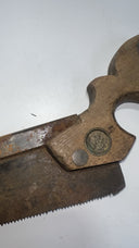 Antique  Jackson Warranted Cast Steel Back Saw 12" Woodworking Shop