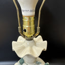 Vintage Small Ruffled Ceramic Lamp with 3-D Roses, Table Desktop Lamp
