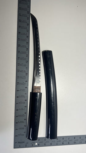 Vintage Japanese Wakizashi Sword w/ Black Lacquered Saya - Collectible Katana