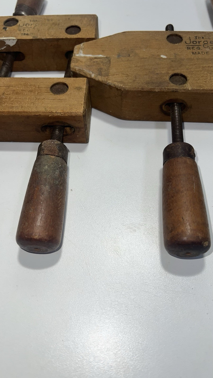Trademark Jorgensen Set of  2 Adjustable Wooden Clamps Wood Screw, Size 3/0 USA