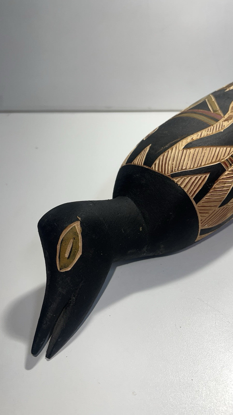 African Tribal Carved Wooden Bird Sculpture - Handcrafted Ethnic Art Décor