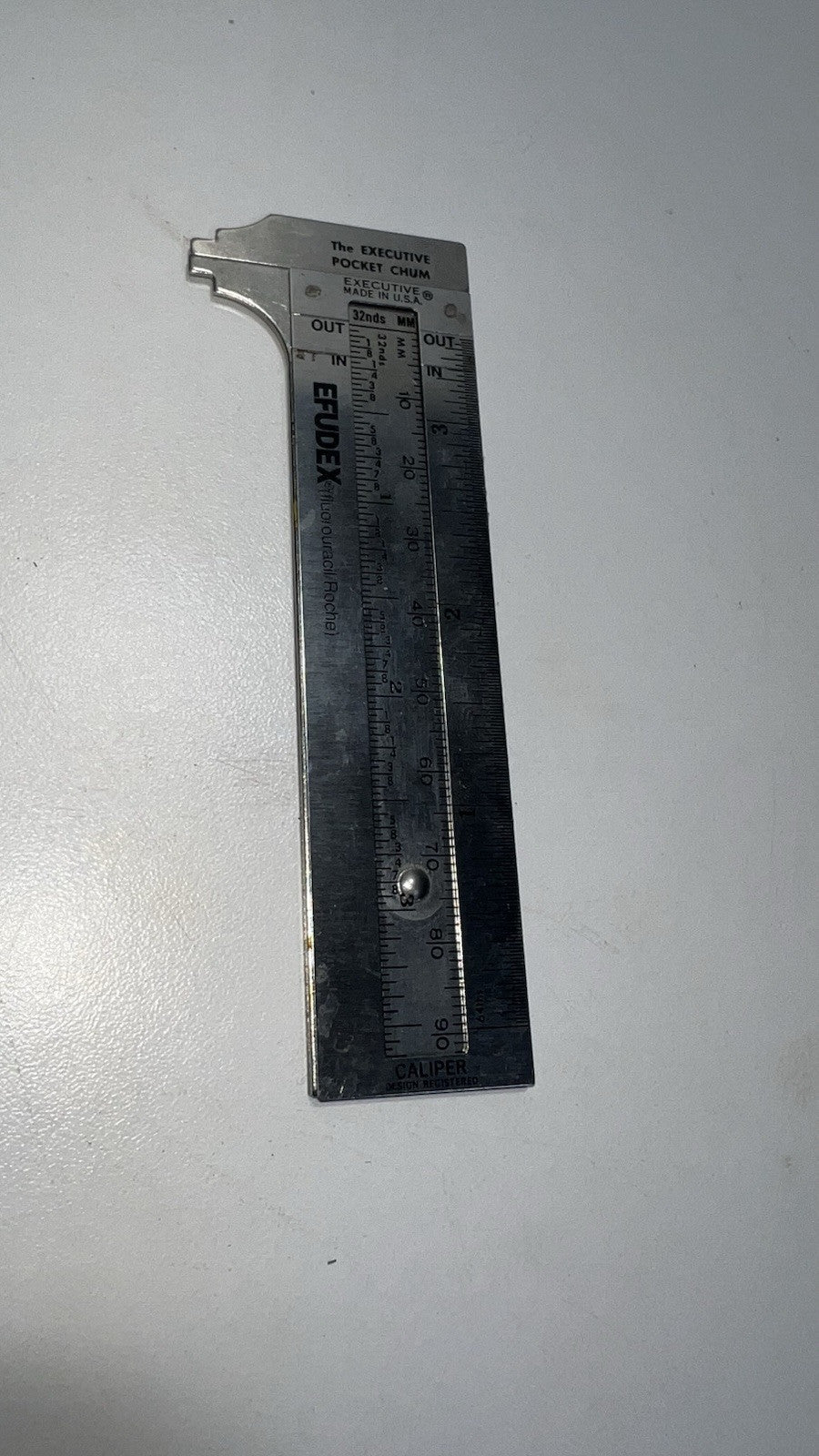 Vintage The Executive Pocket Chum Sliding 3 1/2" Caliper Stainless Steel USA