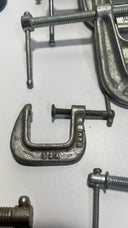 Large Lot 13 of Vintage & Modern C-Clamps -Adjustable, Heavy Duty, Various Sizes