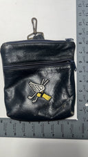 Vintage Leather Golf Pouch with Winged Ball and Clubs Embroidery