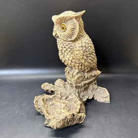 Vintage Pompadour AF 77 Owl on Branch Candle Holder Figurine Faux Wood Resin