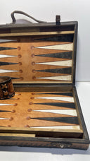 Vintage Leather Backgammon Set Folding Case - No Chips or Dice