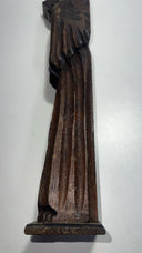 Vintage Hand-Carved Wooden Monk Statue 15” – Religious Folk Art Mexico