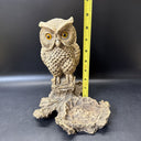 Vintage Pompadour AF 77 Owl on Branch Candle Holder Figurine Faux Wood Resin