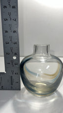 Vintage Hand Blown Art Glass Vase Swirl Design Blue & Amber
