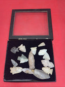 Native American Arrowheads collection in glass case.#26