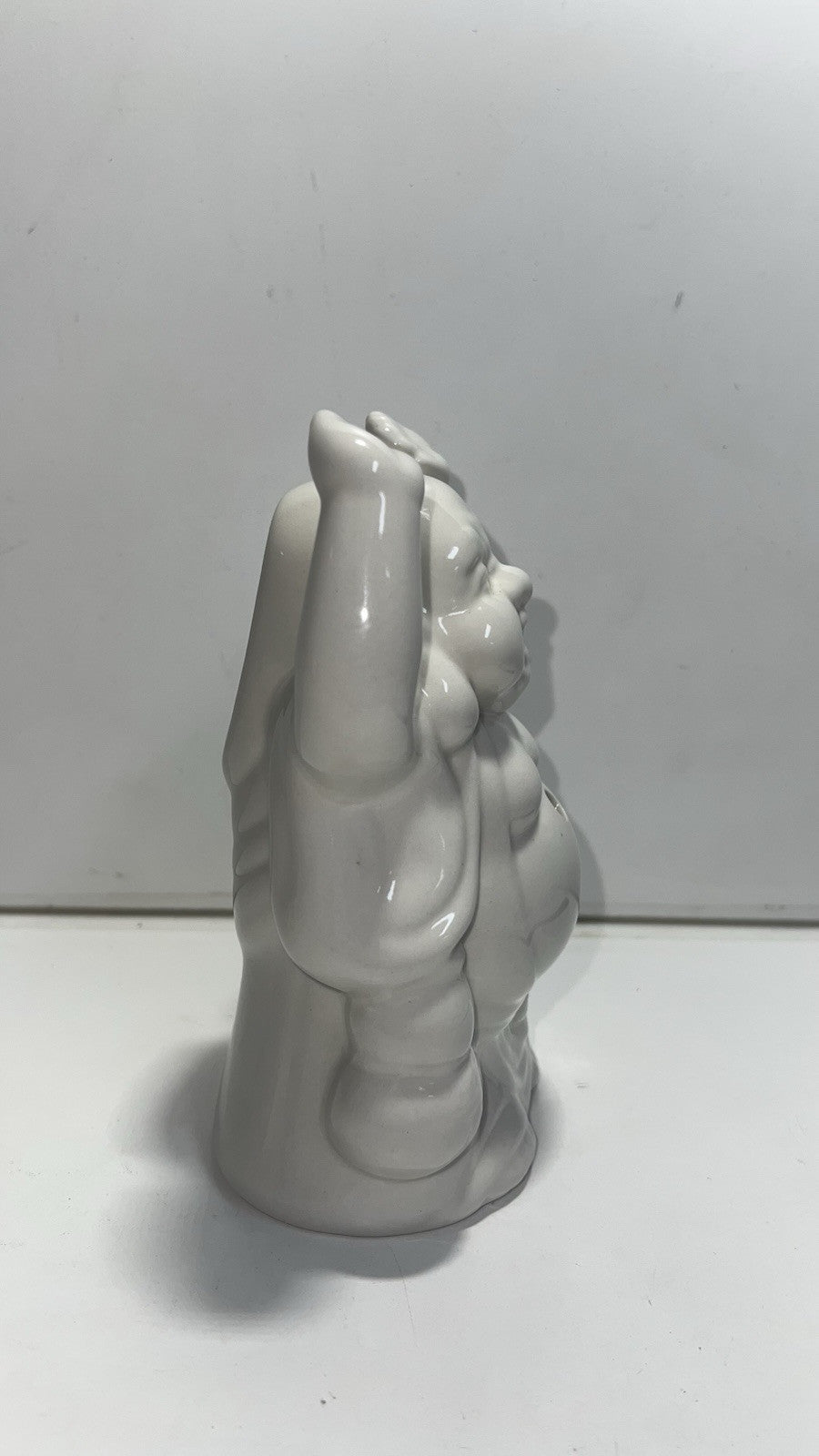 Benihana Happy Buddha Hands Up 7" Tiki White Ceramic Cocktail Mug Cup Vintage