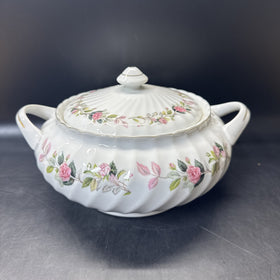 Creative Fine China REGENCY ROSE Japan Covered Handled Vegetable Dish