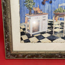 Vintage C. Winterle Olson Print Framed Rustic Kitchen Table Scene GUC