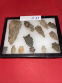 Native American Artifacts Lot 13 w/ Frame Arrowheads Collection 9”x7” Frame #22