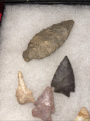 Native American Artifacts Lot 7 w/ Frame Arrowheads Collection 9”x7” Frame #23