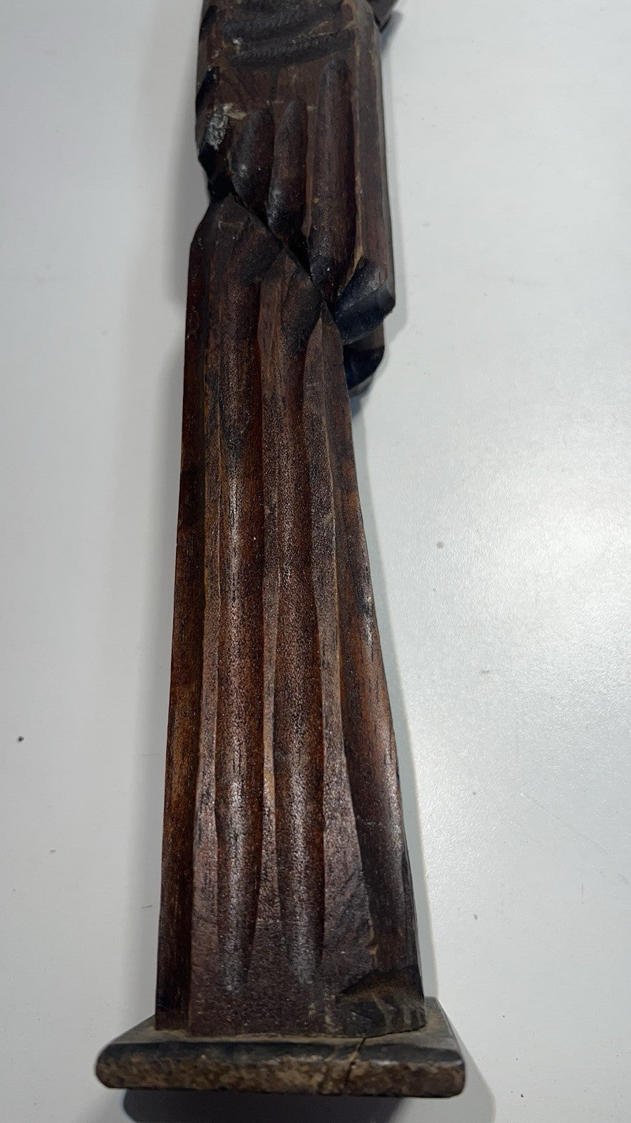 Vintage Hand-Carved Wooden Monk Statue 15” – Religious Folk Art Mexico