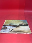 Original Vintage Nautical/Lighthouse Oil Painting By M.Paygla 10.5”x7.5”