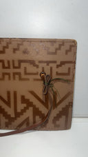 Vintage Peruvian Leather Wall Art Hand-Painted by Ibáñez - 8”x6”. Damaged