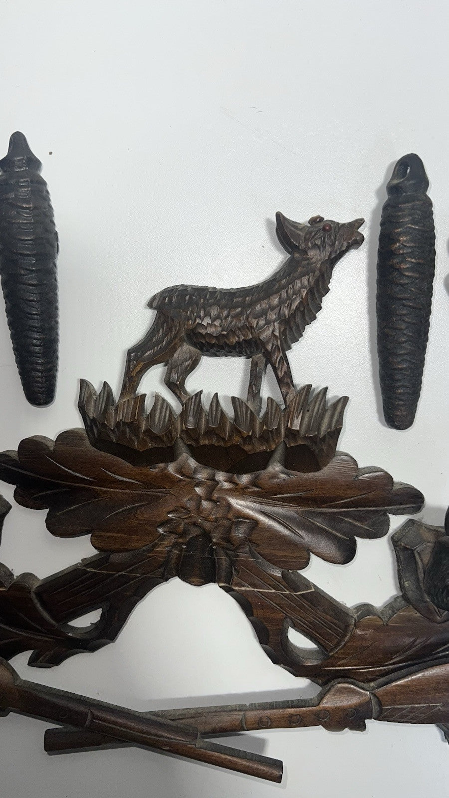 Vintage Black Forest German Hunter Cuckoo Wall Clock - Deer & Game Theme Unteste