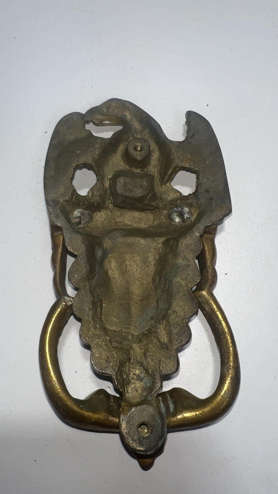 Large Vintage Solid Brass American Eagle Door Knocker 6 1/2" Name Plate