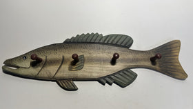 Vintage Hand-Carved Wooden Fish Coat Rack - Cabin & Lake House Decor 18”