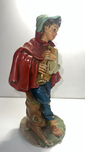 VINTAGE 12" NATIVITY PAPER MACHE SHEPHERD FIGURE FIGURINE. There is damage.
