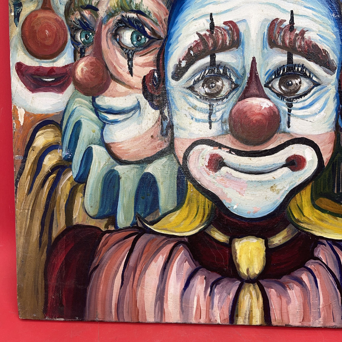 Vintage,,Five Clowns’’T. Weinstock 1980 Oils painting