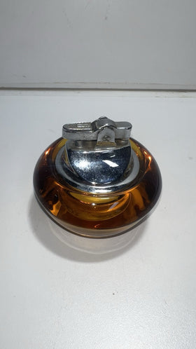 Vintage MCM Viking Glass Persimmon Orange Round Orb Tabletop Lighter