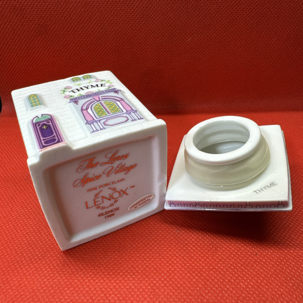 Vintage 1989 Lenox Spice Village THYME Jar With Lid (has Ships)