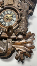 Vintage Black Forest German Hunter Cuckoo Wall Clock - Deer & Game Theme Unteste