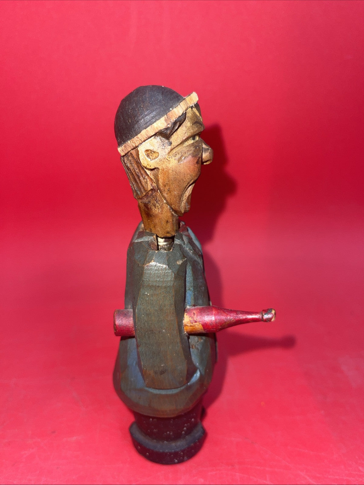 Vintage  Wood Hand Carved Bottle Opener Full Figure  Collectors