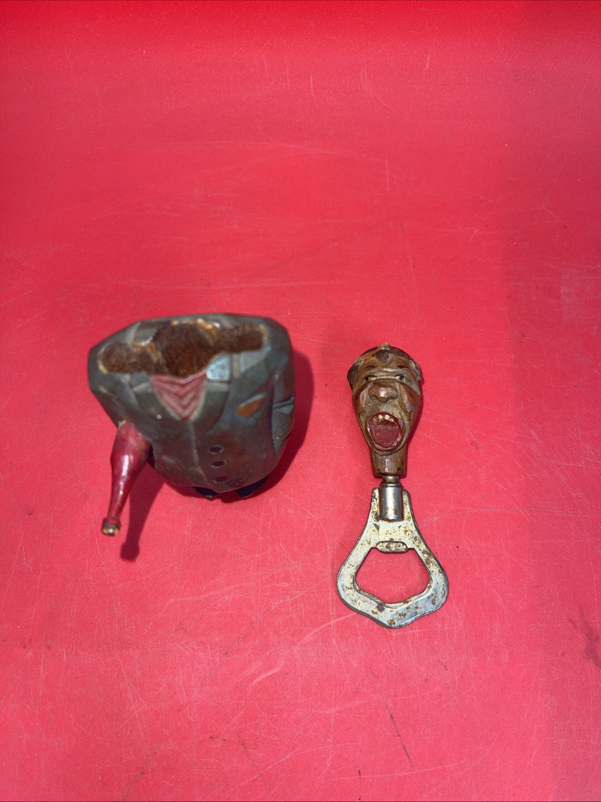 Vintage  Wood Hand Carved Bottle Opener Full Figure  Collectors