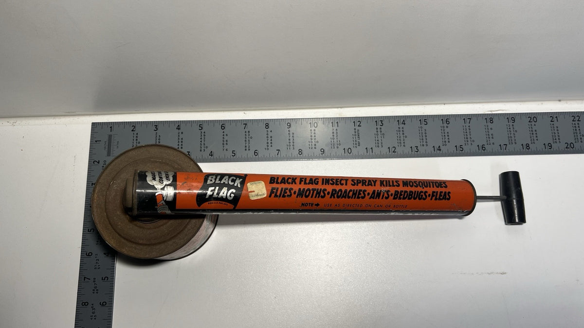 Vintage Black Flag Bug Sprayer Tin Metal Insect Killer Spray Pump Can Empty USA