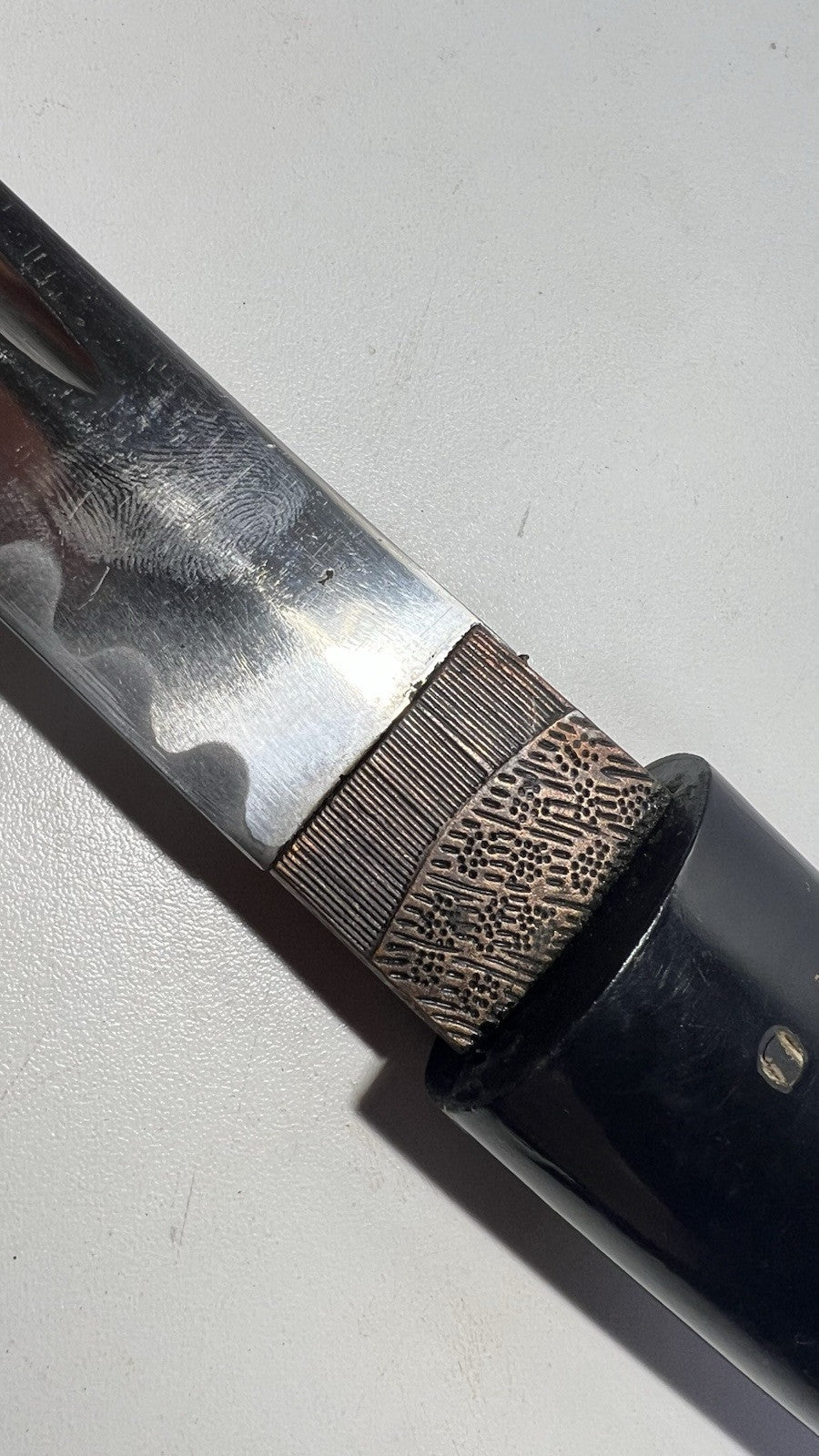 Vintage Japanese Wakizashi Sword w/ Black Lacquered Saya - Collectible Katana