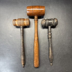 3 Vintage Wooden Judge’s Gavel, Mallet, Auctioneer