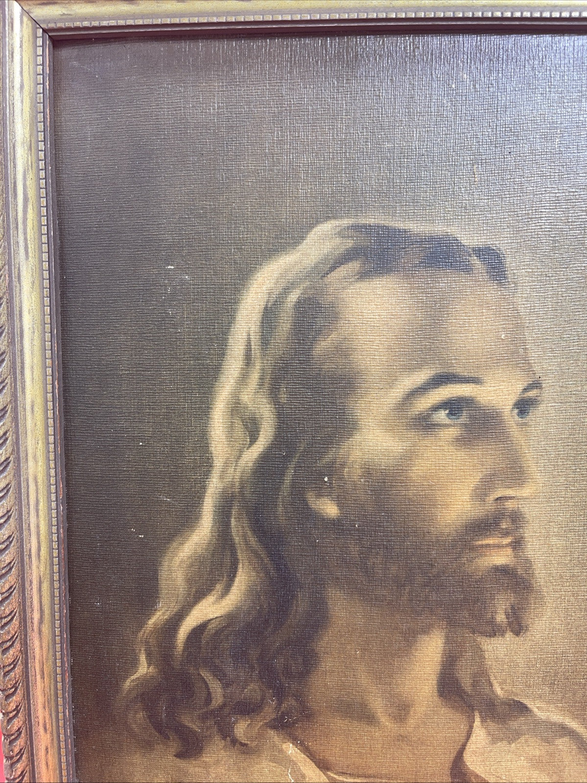 Jesus Christ Litho Print Framed Christian 1940’s  Vintage Warren Sallman 15”x12”