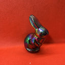 Fenton Purple Irridescent Carnival Glass Mini Rabbit Bunny