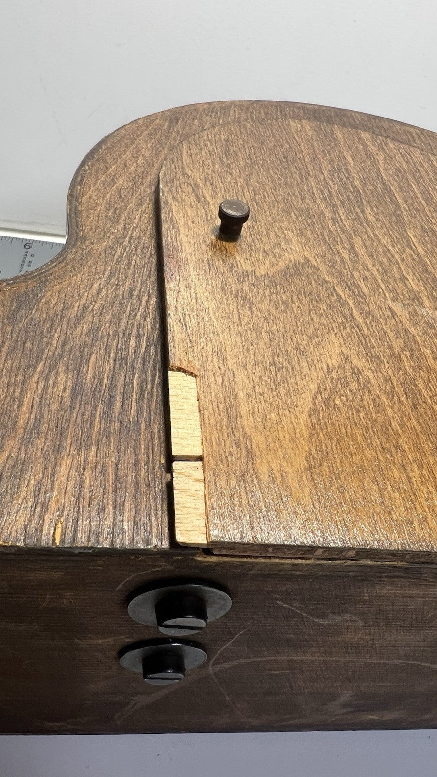 Vintage DDR Sonneberg Wooden Mantel Clock with Gong - For Repair (No Key)