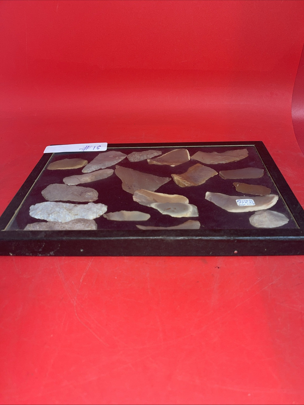 Native American Artifacts Lot 19 w/ Frame Arrowheads Collection 12”x8” Frame #16
